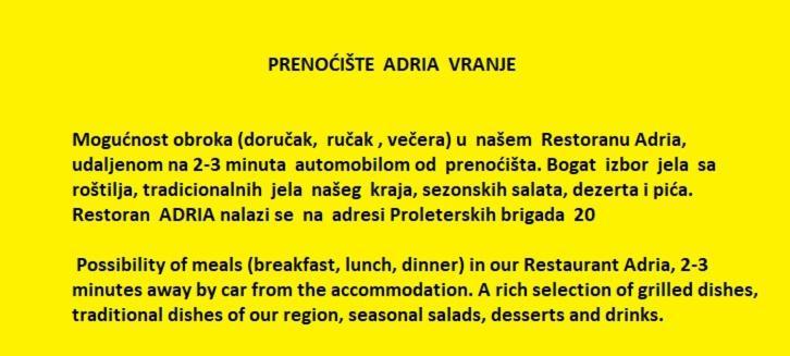 Prenociste Adria Aparthotel Vranje Exteriör bild